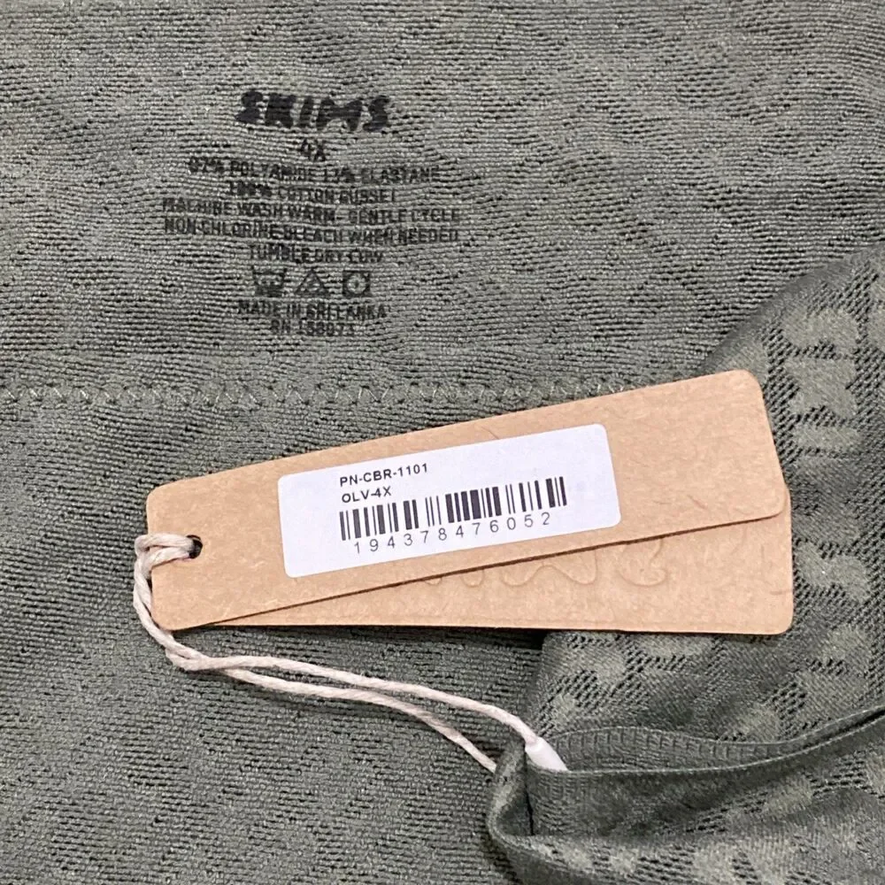 Skims Logo Mesh Cheeky Brief Panties Panty Women's 4X Olive Green Sexy Sheer NEW - Picture 4 of 4